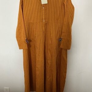 Chinyere Striped Button Long shirt-Medium